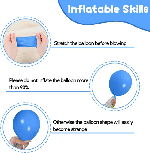 Vista 3 de Kit de arco de globos azul y naranja, kit de guirnalda de 120 globos de color azul claro, blanco y naranja con globos de látex cromados de 4D