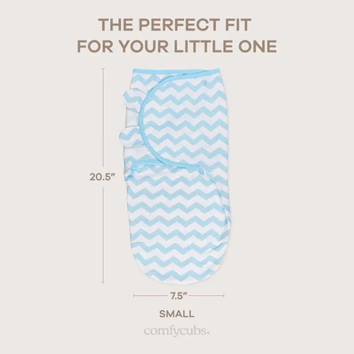 Vista 5 de Comfy Cubs - Manta para envolver fácil, 3 unidades - 100% algodón para recién nacidos, pequeña para bebés de 0 a 3 meses, con velcro ajustable, saco