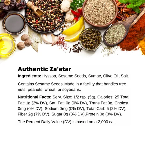 Vista 3 de SPICE + LEAF - Auténtico Zaatar libanés de primera calidad, mezcla de especias veganas kosher sin conservantes utilizada para el sabor de Oriente