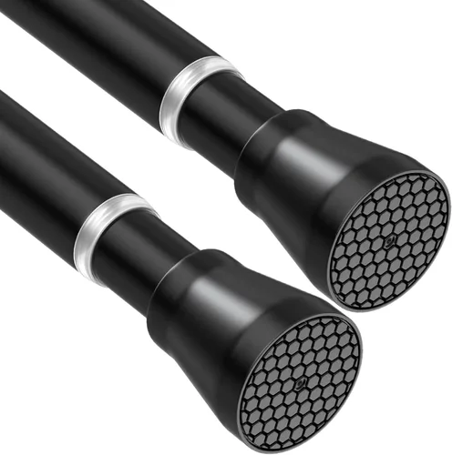 Vista 23 de AIZESI Barra de tensión negra de 16 a 26 pulgadas, barra de cortina ajustable de 7/8" de diámetro, barras de cortina de tensión pequeñas