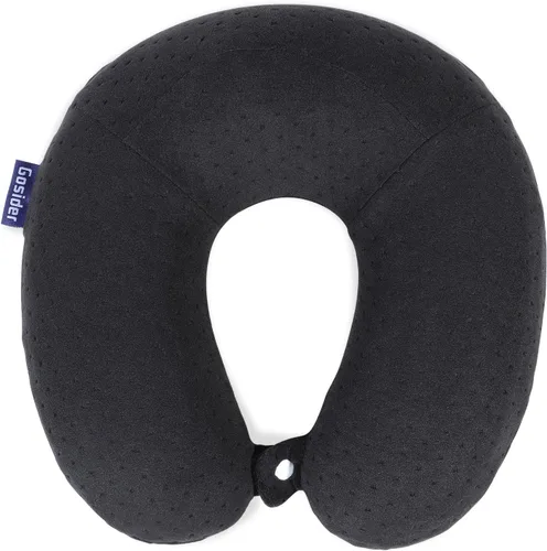 Almohada de cuello transpirable de espuma viscoelástica cómoda almohada de viaje para el cuello, almohadas de viaje negras para dormir avión en