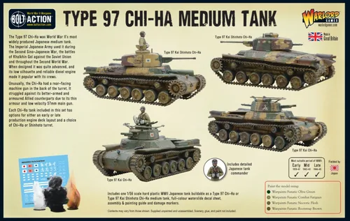 Vista 5 de Bolt Action Tipo 97 Chi-Ha Tanque Medio Japonés 1:56 WWII Guerra Mundial Kit de Modelo de Plástico