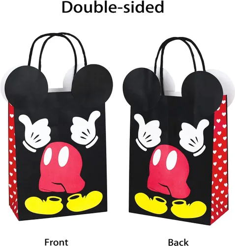 Vista 4 de MOAXMOA Paquete de 12 bolsas de papel de regalo para fiesta temática de cumpleaños con asa