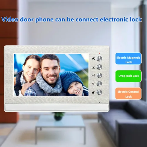 Vista 14 de Sistema de intercomunicación de timbre de video, kit de teléfono de puerta de video de 7 pulgadas, sistema de entrada de video con cable, cámara