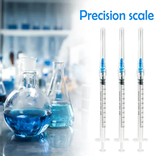 Vista 4 de Paquete de 100 jeringas Luer Lock de 1 ml con agujas de 23Ga (1 pulgada), jeringas y agujas desechables de plástico en embalaje individual