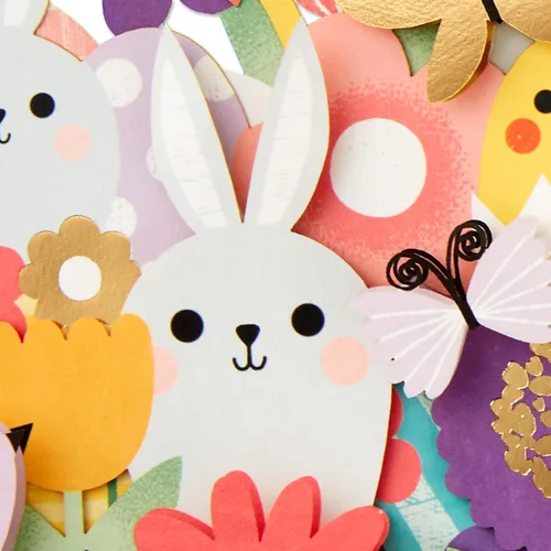 Vista 6 de Hallmark Signature - Tarjeta de Pascua (flores y conejitos plegables de acordeón)
