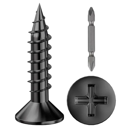 Vista 8 de Wensilon (1200 piezas) #4x1/2 Tornillo para madera negro de metal autorroscante de cabeza plana