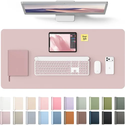 Vista 25 de YSAGi Protector de escritorio de cuero, tapete de oficina, alfombrilla grande para mouse, secante de cuero PU antideslizante, escritorio