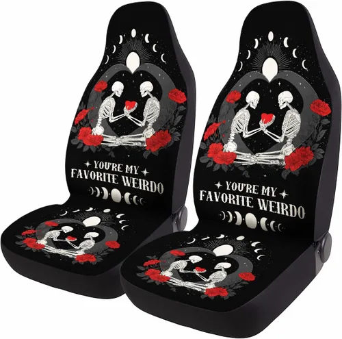 Vista 27 de GENANY Horror Nightmare Skellington - 2 fundas de asiento delantero para automóvil, camión, SUV, regalos de Navidad, funda de asiento de cubo
