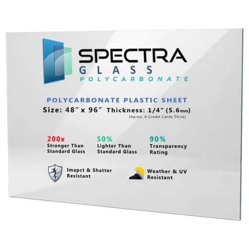 Vista 8 de Spectra Glass Lámina de plástico de policarbonato transparente. Más fuerte que las láminas de plexiglás. Resistente a los rayos UV, impacto, a