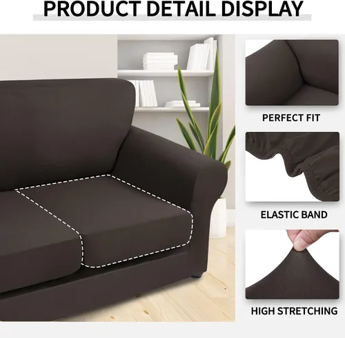 Vista 5 de hyha Fundas elásticas para sofá de 4 piezas, fundas suaves para sofá de 3 cojines, protector de muebles lavable, funda de sofá para sala de estar
