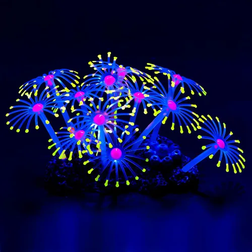 Vista 9 de Uniclife Adorno de silicona artificial de cuello de cisne con efecto brillante para acuario de pecera, color azul