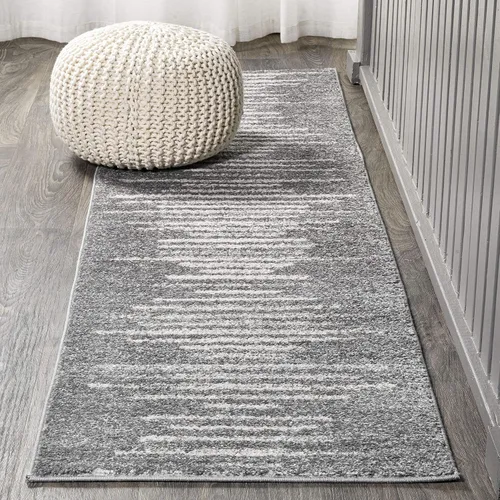 Vista 9 de JONATHAN Y Aya Berber - Alfombra de pasillo geométrica de rayas crema/gris, 2x8, contemporánea, moderna, fácil de limpiar, para sala de estar