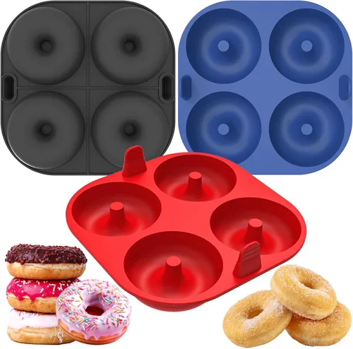 Vista 9 de Webake Molde de silicona para magdalenas y molde para donas, para hacer cupcakes y donas de tamaño estándar de 2.8 pulgadas, antiadherente, sin BPA