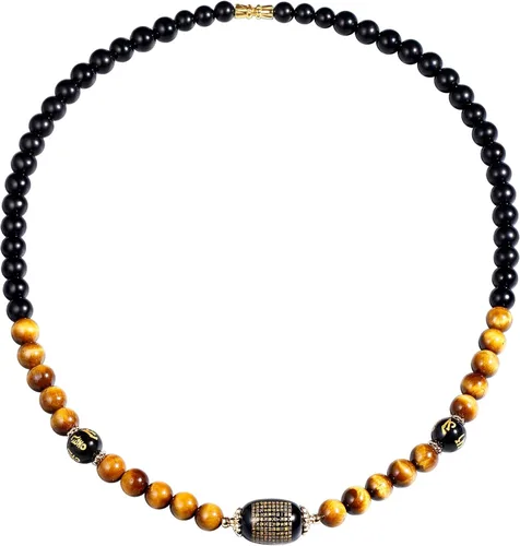 Jewever Feng Shui - Collares de obsidiana negra con ojo de tigre para mujeres y hombres, collar de cristales curativos que trae buena suerte y