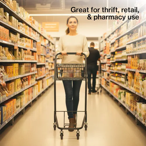 Vista 4 de SSWBasics Mini carrito de compras, capacidad de peso de 100 libras, uso doméstico y comercial, cesta cónica de 15.5 pulgadas, ideal para ahorro