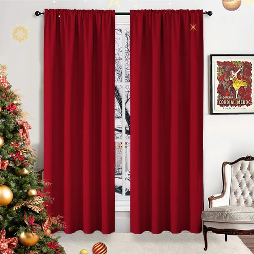 Vista 42 de CUCRAF - Juego de 2 paneles de cortinas opacas de 54 pulgadas, cortina con bolsillo para varilla y pestaña trasera, cortinas oscuras con aislamiento