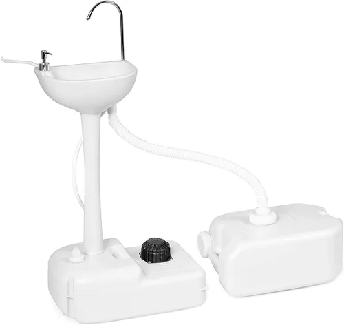 Giantex Estación de lavado de manos con ruedas, tanque de agua dulce de 4.5 galones, soporte para toallas y dispensador de jabón líquido, soporte