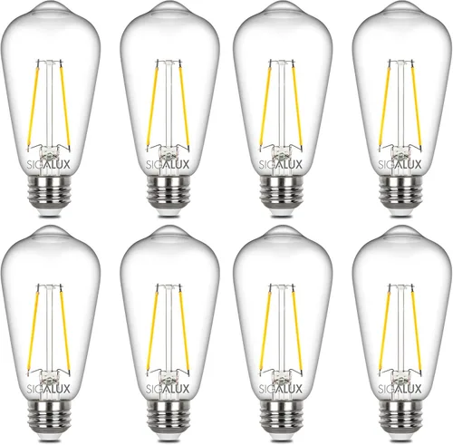 Sigalux Edison Bulbs, bombilla LED E26 ST58 filamento transparente no regulable, bombillas vintage 40 W equivalente a 400 lúmenes, luz blanca diurna