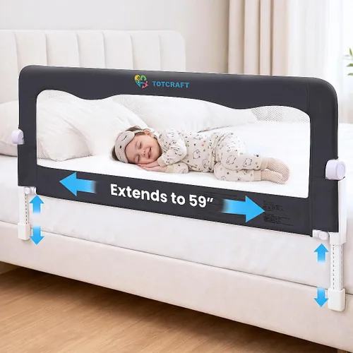 Vista 11 de TotCraft Rieles de Seguridad para Cama para Niños Pequeños - Protector de Riel de Cama para Queen, King, Tamaño Completo, Cama Twin