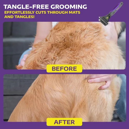 Vista 12 de Hertko - Cepillo metálico suave autolimpiante para mascotas, para cepillar pelo corto y largo de gatos y perros, cepillo, peine, rastrillo