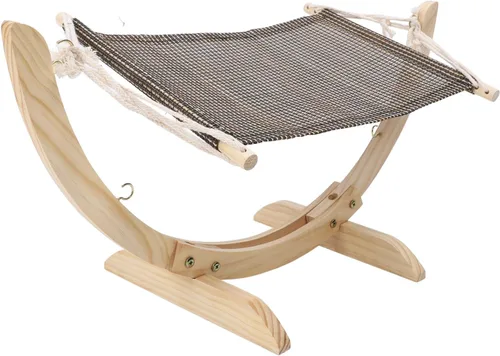 Vista 5 de Cat Hammock Bed, Elevated Comfortable Breathable Wooden Cat Bed, Raised with Removable Washable Cover for Indoor Cats Small Dogs Kittens