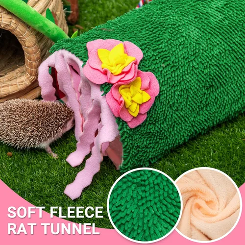 Vista 4 de Escondite de conejillo de indias – Casa de túnel de forro polar suave para rata, hámster, erizo, chinchilla, ardilla, animales pequeños – Lindas