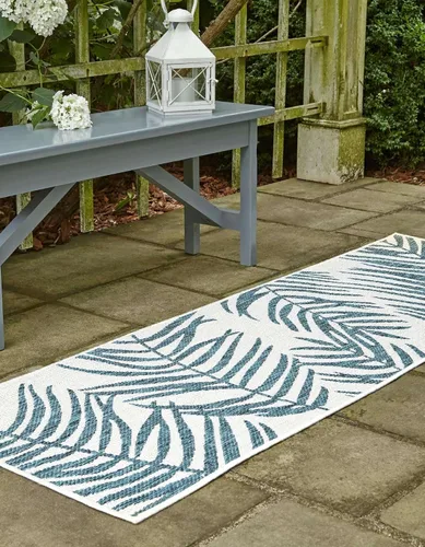 Vista 88 de Unique Loom - Tapete de la colección Outdoor Botanical, diseño de palmera (4.1 pies x 6.1 pies, rectangular, color azul/azul marino)