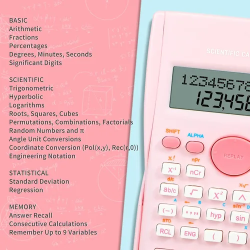Vista 14 de Calculadora científica, Calculadora de dos líneas linda, Calculadora de matemáticas con función para estudiantes de álgebra y geometría, Calculadora