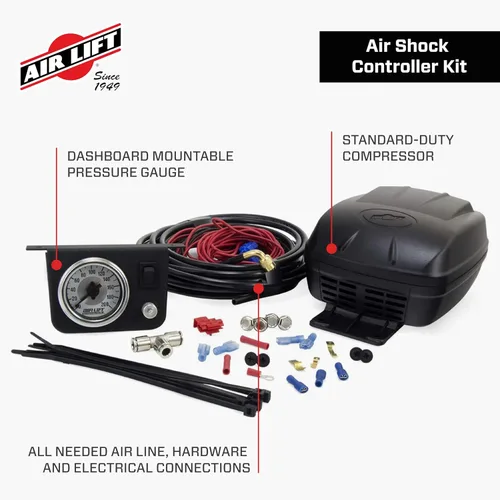 Vista 3 de Kit AIR LIFT 25804 para controlador de amortiguadores de aire, compresor de aire y medidor de presión