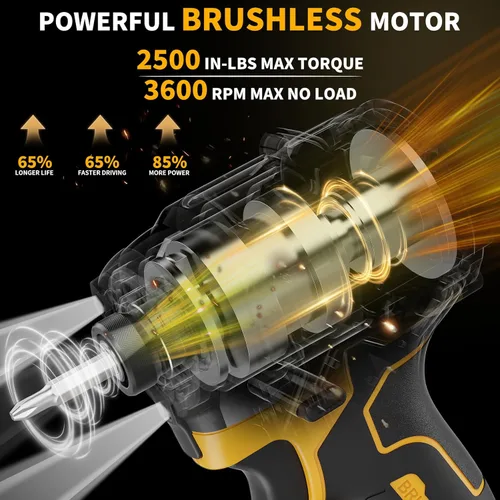 Vista 4 de Destornillador de impacto inalámbrico compatible con batería Dewalt de 20 V/60 V máximo, mandril hexagonal de 1/4 de pulgada con 2500 en libras, 4
