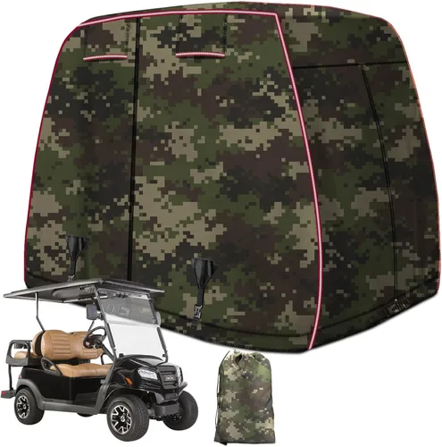 Vista 10 de Funda para carrito de golf de 2/4 pasajeros para EZGO, Club Car, Yamaha con tiras reflectantes, protección para todo tipo de clima, impermeable, a