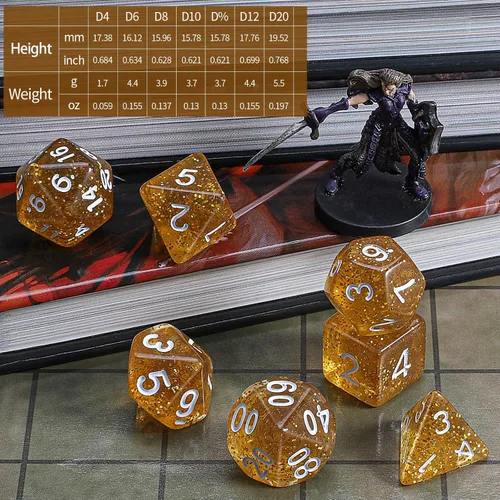 Vista 3 de CiaraQ DND - Juego de dados poliédricos con una bolsa de dados negra para juegos de mesa de rol D&D RPG MTG
