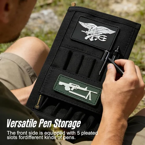 Vista 5 de KOSIBATE Funda táctica para cuaderno, funda de libro de líder militar del ejército, 8 x 5 pulgadas (negro)