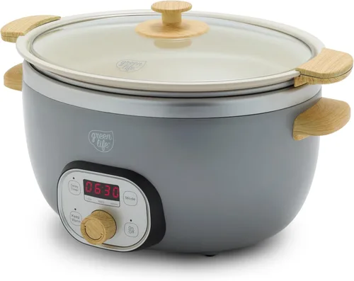 Vista 14 de GreenLife Olla de cocción lenta de 6QT, olla de cerámica antiadherente no tóxica sin PFAS, recipiente interior extraíble, programable, apta