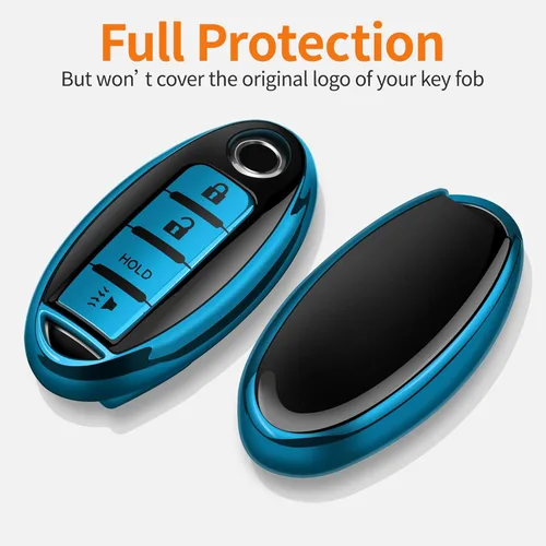 Vista 3 de Sindeda Compatible con Nissan Funda para Llavero con Llavero de Cuero, Funda de Carcasa de Llave de TPU Suave Compatible con Llave Remota