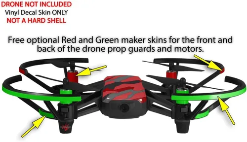 Vista 3 de Skin Decal Wrap 2 Pack para DJI Ryze Tello Drone Camuflaje Rojo DRONE NO INCLUIDO