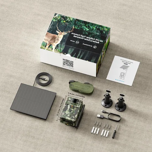 Vista 8 de TKENPRO Cámara de rastreo ilimitado Plan de datos 2K Video en vivo Cámara de rastro celular Cámara de juego con tarjeta SIM 4G, cámaras de rastro