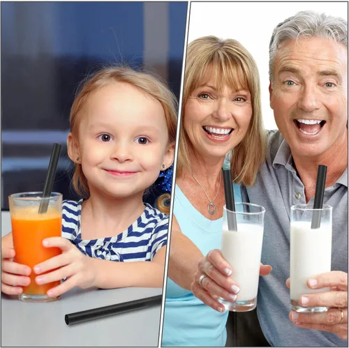 Vista 6 de Sabary 800 pajitas negras de 9.4 x 0.4 pulgadas, grandes, envueltas individualmente, popotes desechables de 0.433 in de plástico, boca extra ancha