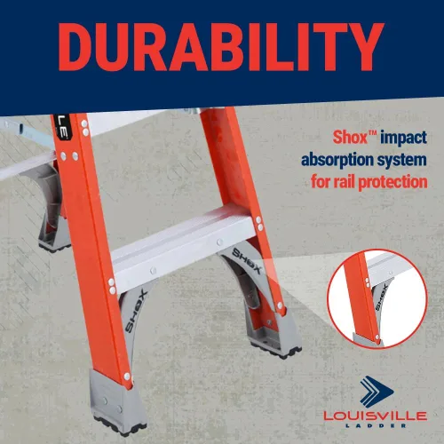 Vista 3 de Escalera Louisville de Fibra de Vidrio de 6 Pies, Capacidad de Carga de 300 Libras, Tipo IA, FS1506