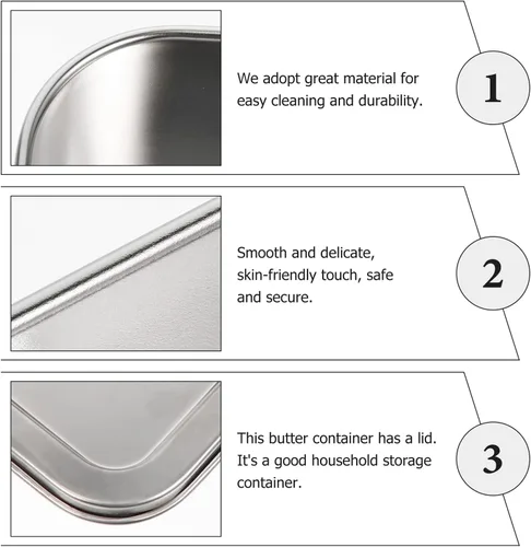 Vista 4 de Cabilock Mantequillera ancha con tapa para mantequilla con suministro de cocina de acero inoxidable 304 para el hogar