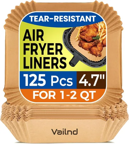 Vista 21 de Forros de Papel para Freidora de Aire, 125 Piezas de Papel Pergamino, Forros Desechables para Freidora de Aire para Microondas, Forro Antiadherente