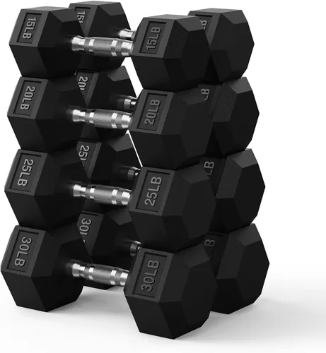 Vista 19 de Hex Dumbbell Set 60-650lb, Weights Set Rubber Encased, Home Gym