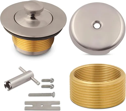 Vista 8 de Kit de drenaje y desbordamiento de bañera Lift & Turn - Conjunto universal de drenaje de bañera de latón con placa frontal de desbordamiento de un