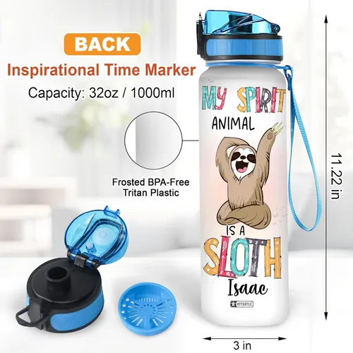 Vista 37 de Hyturtle Botella de agua motivacional personalizada con texto en inglés "I Just Freaking Love Sloths" de 32 onzas, botella de agua con seguimiento