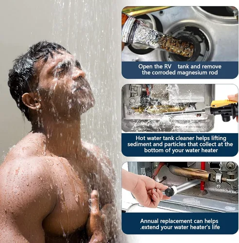 Vista 7 de Kit de 5 varillas de ánodo para calentador de agua de RV y varilla de enjuague con herramienta de extracción de casquillo hexagonal, varilla