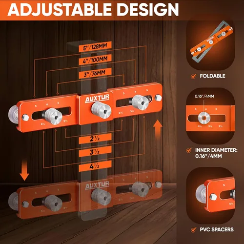 Vista 6 de Plantilla de hardware para gabinete con lápiz de agujero profundo, herramienta de plantilla de mango de gabinete ajustable con orificio