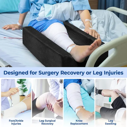 Vista 6 de KingPavonini Almohadas de elevación de piernas ajustables de 4 alturas para después de la cirugía con curva ergonómica, almohada de cuña de espuma