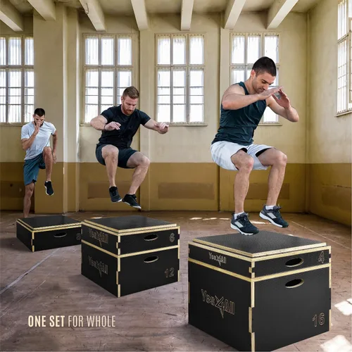 Vista 6 de Yes4All 3 in 1 Wooden Plyo Box, Plyometric Box Platform for Jump Training, Jump Boxes for Home Gym Exercise and Outdoor Workout