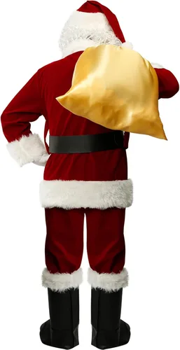 Vista 6 de Christmas Santa Claus Costume for Adults Deluxe Santa Suits Mens Santa Outfit
